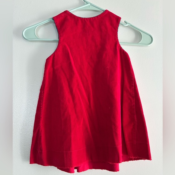 Vintage 2t Red Corduroy Dress with Bunny Appliques - Picture 4 of 4